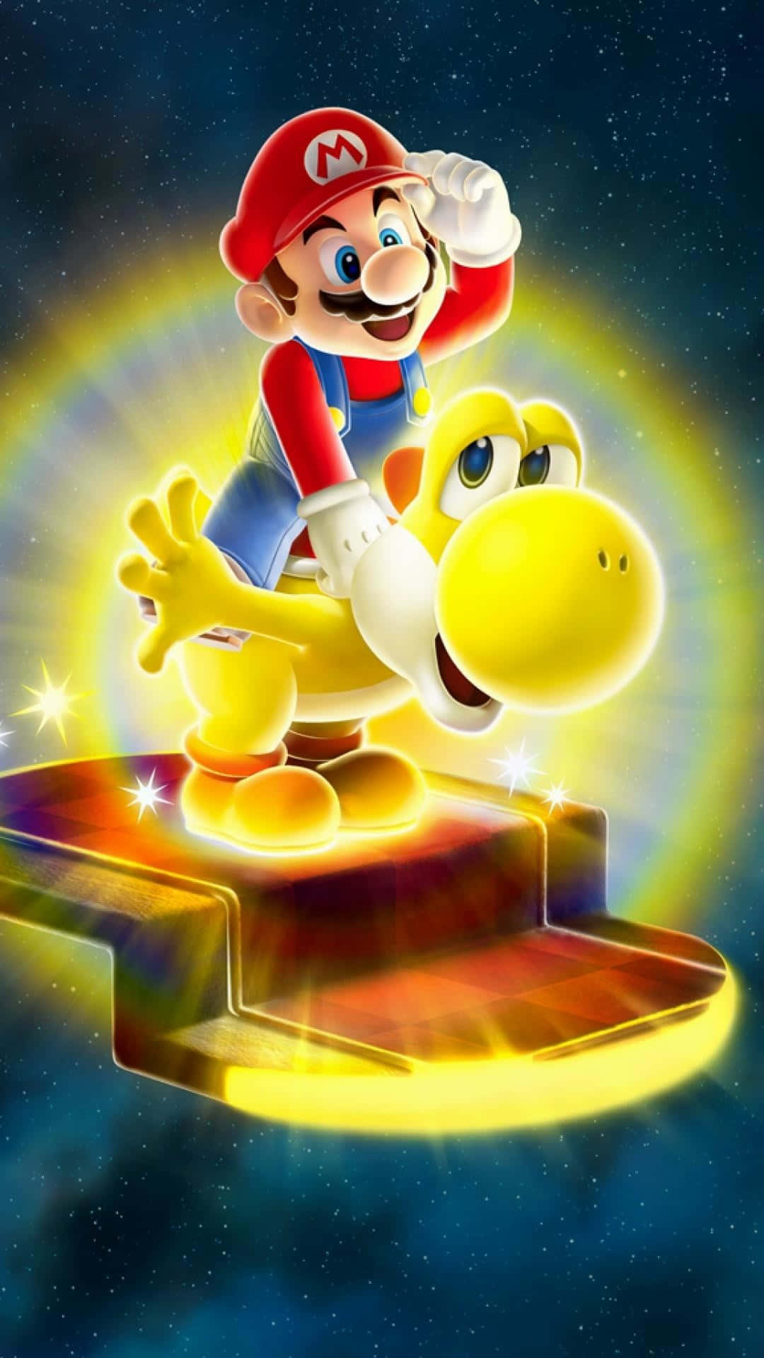 Yellow Yoshi Carrying Super Mario Iphone Wallpaper
