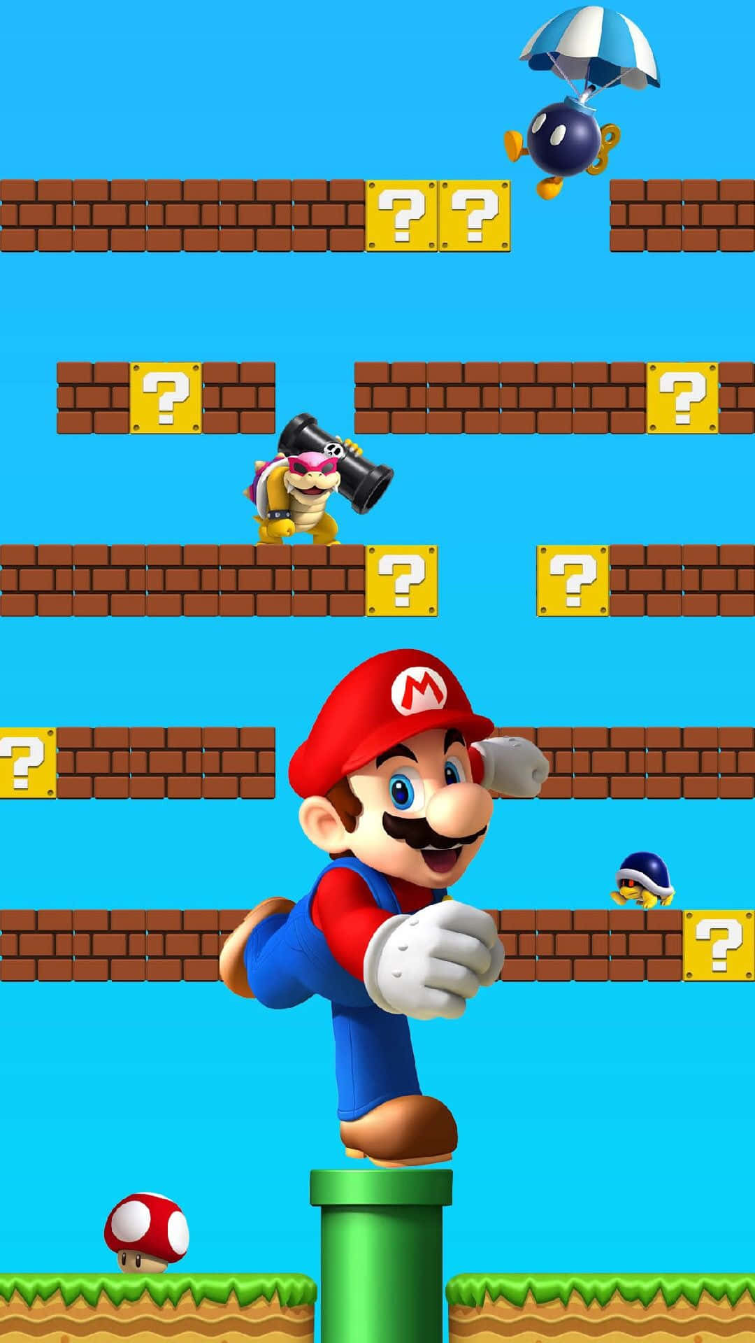 "Level up your entertainment with a Super Mario iPhone!" Wallpaper