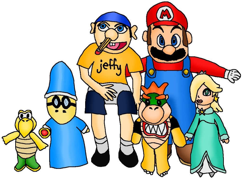 Super Mario Logan Cast Cartoon Art Wallpaper