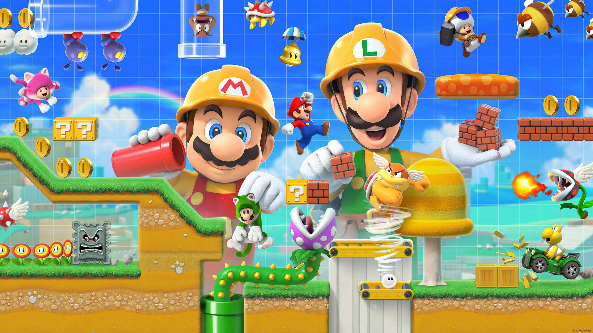 Super Mario Maker With Luigi Wallpaper