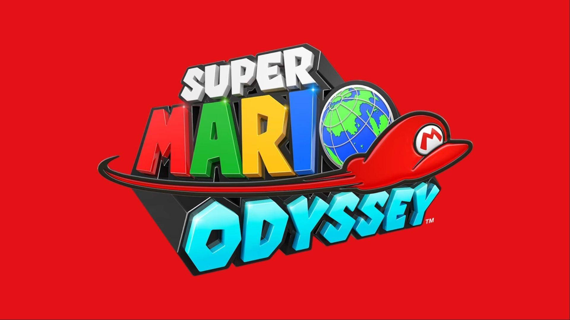 Super Mario Odyssey Logo On Red Wallpaper