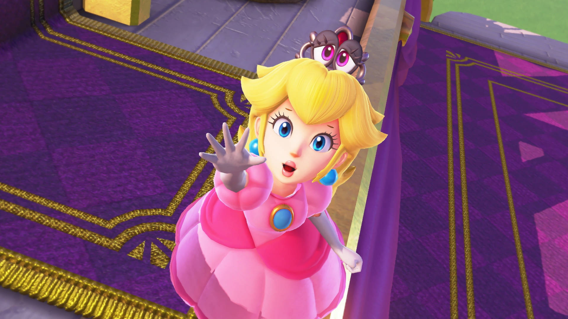 Super Mario Odyssey Princess Peach Reaching Up Wallpaper