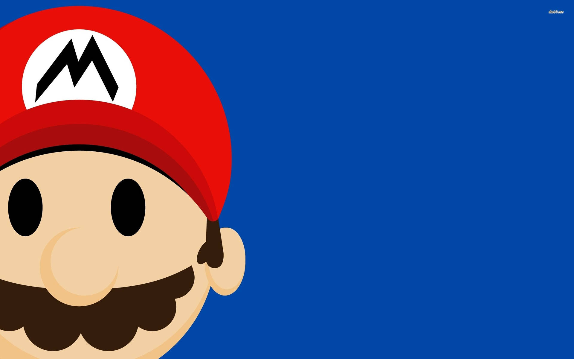 Super Mario On Plain Blue Background