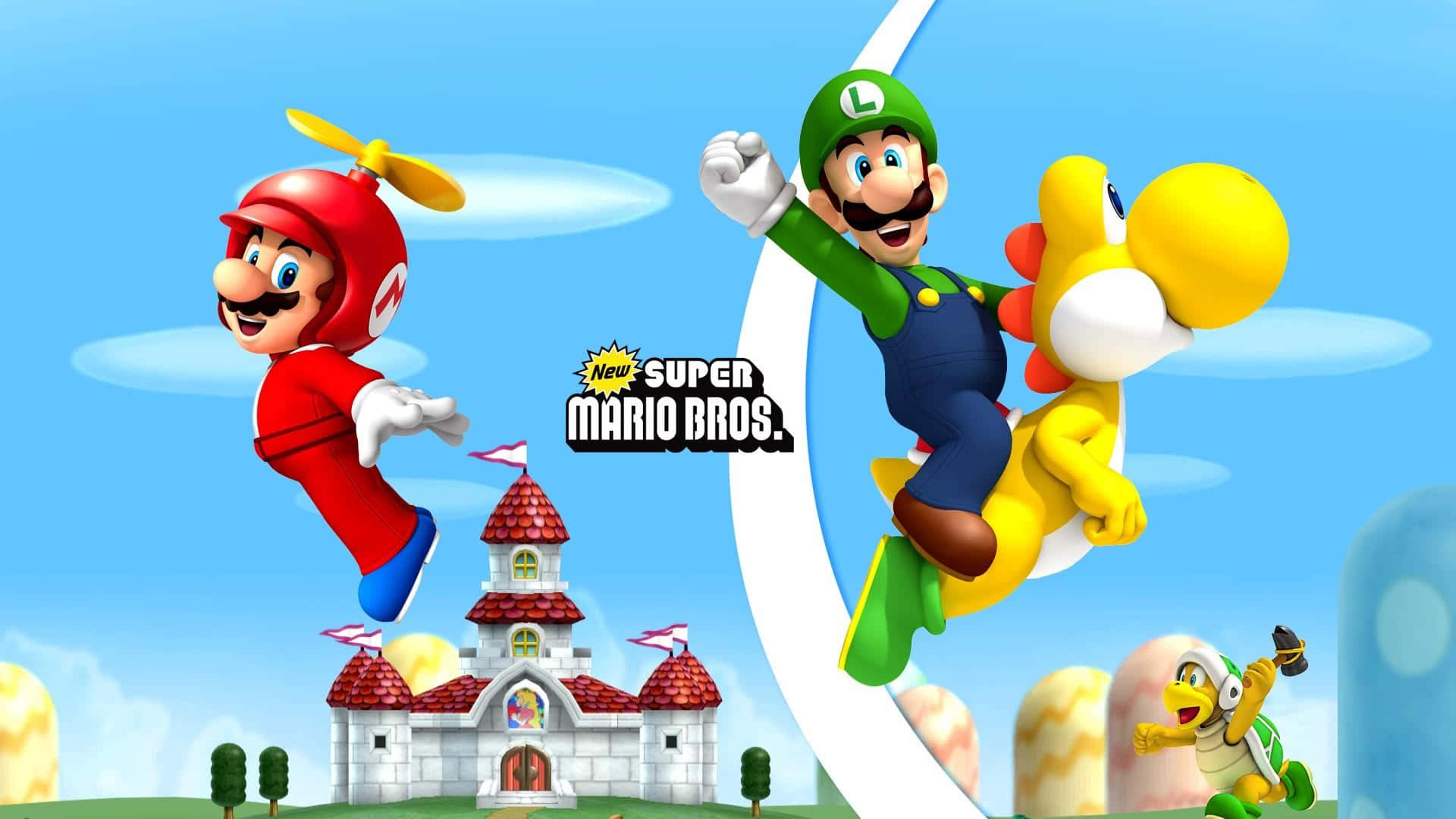 Mario Jumping in a Sunny Outdoors: