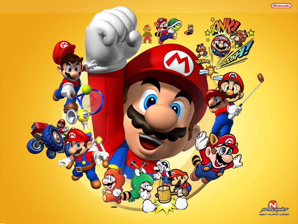 Super Mario Series On Yellow Background