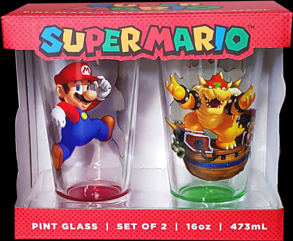 Super Mario Themed Pint Glasses PNG
