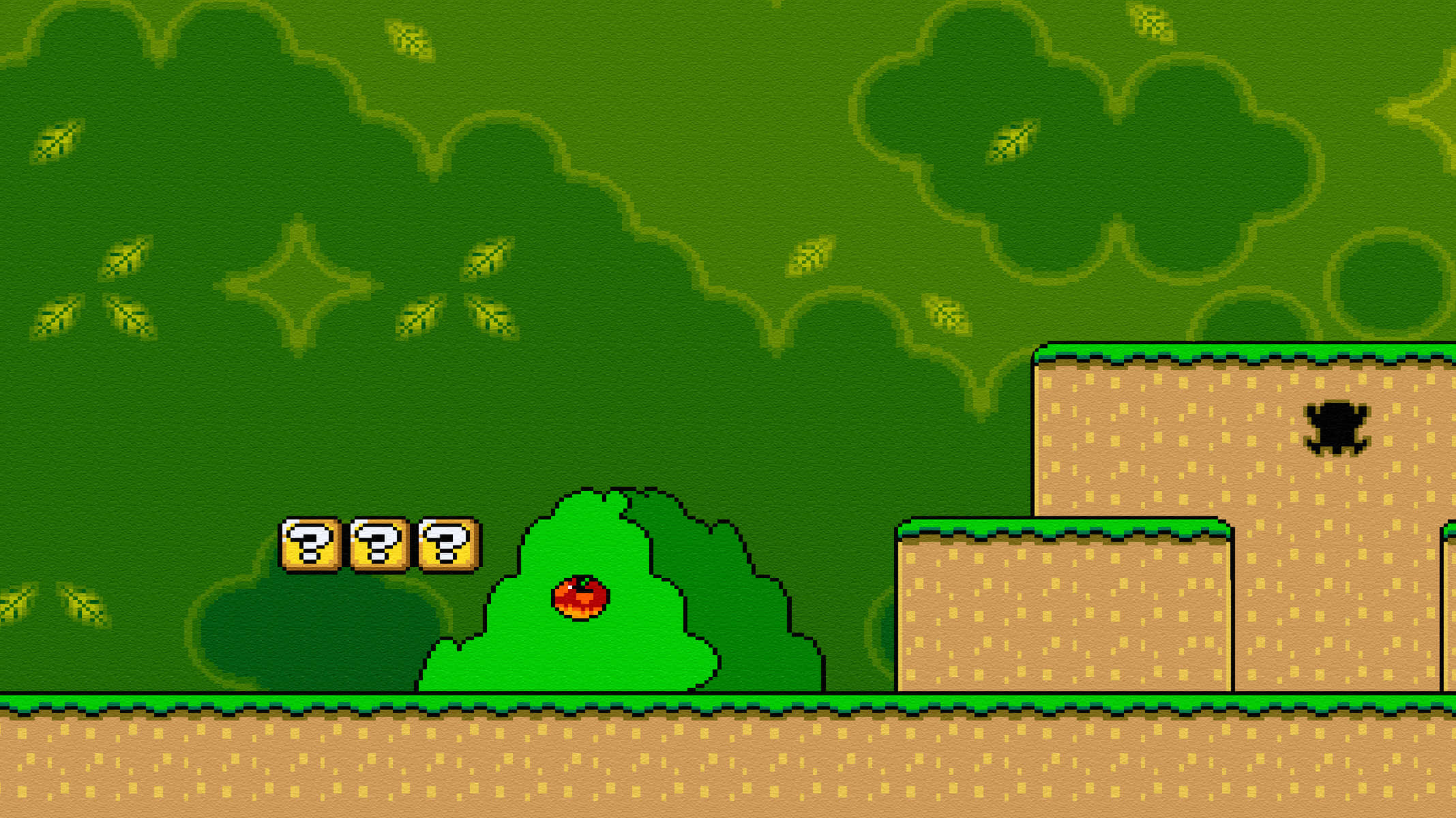 Mario and Yoshi in the colorful world of Super Mario World