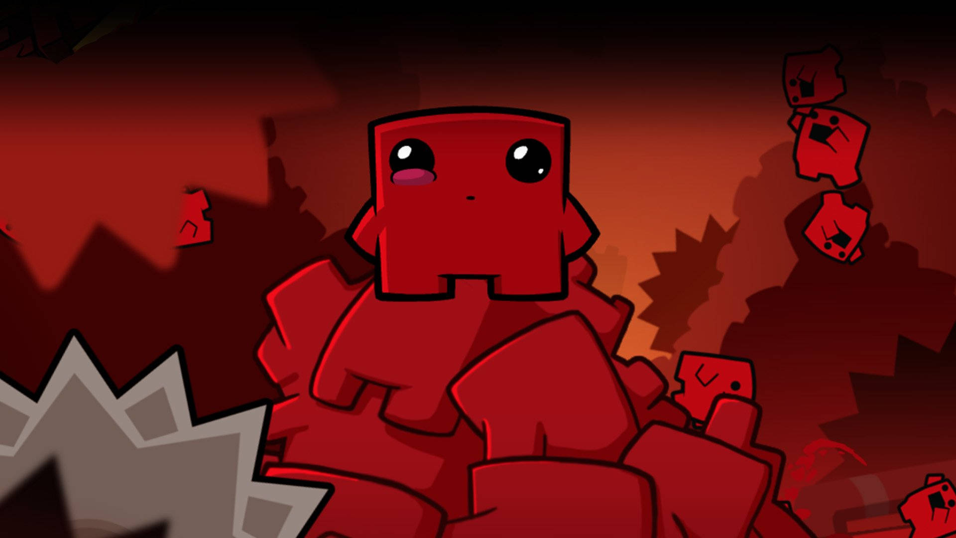 Super Meat Boy On Red Cubes Wallpaper