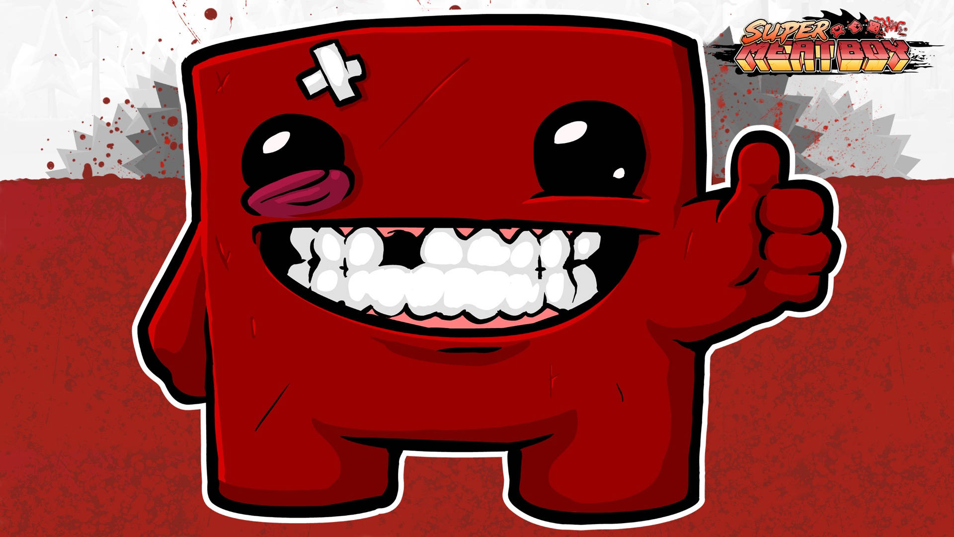 Super Meat Boy On Red Gray Wallpaper