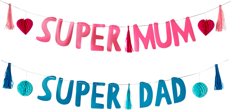 Super Mumand Super Dad Banners PNG
