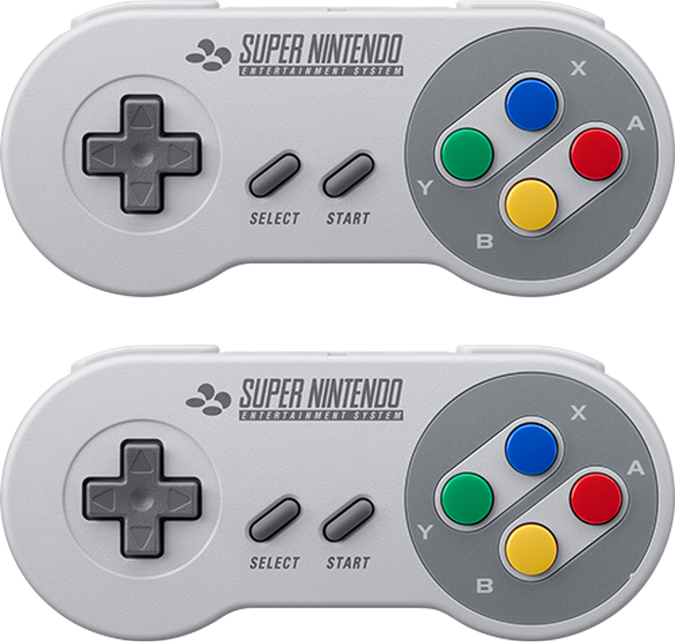 Super Nintendo Controllers Top View PNG