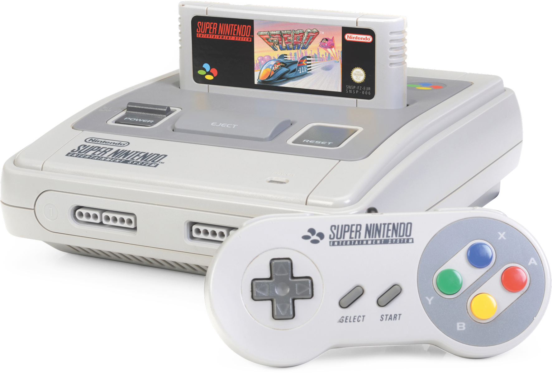 Super Nintendo Entertainment Systemwith Controllerand Game PNG