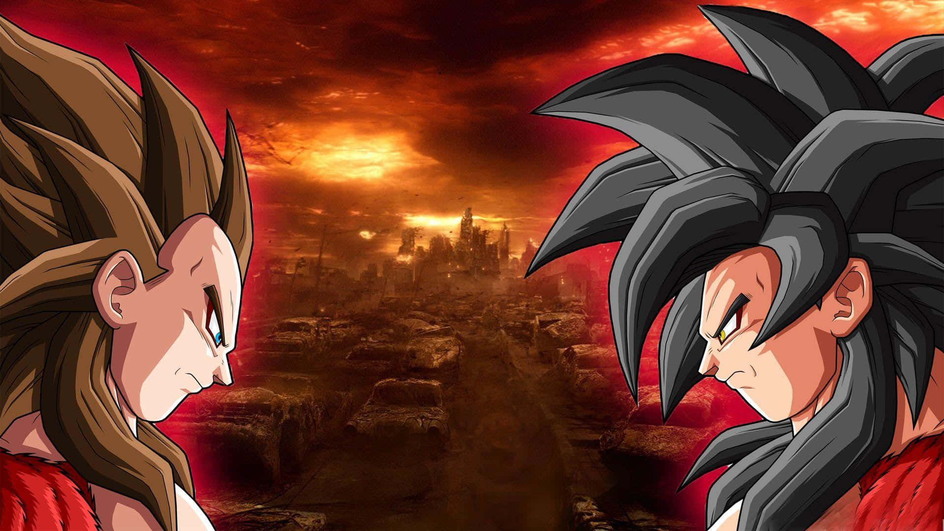 Vegeta and Goku Unleash their Super Saiyan 4 Power! Wallpaper