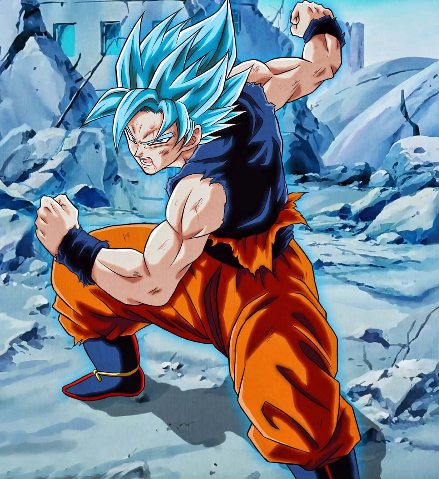 Goku Exceeds His Limits with Super Saiyan Blue Transformation Wallpaper