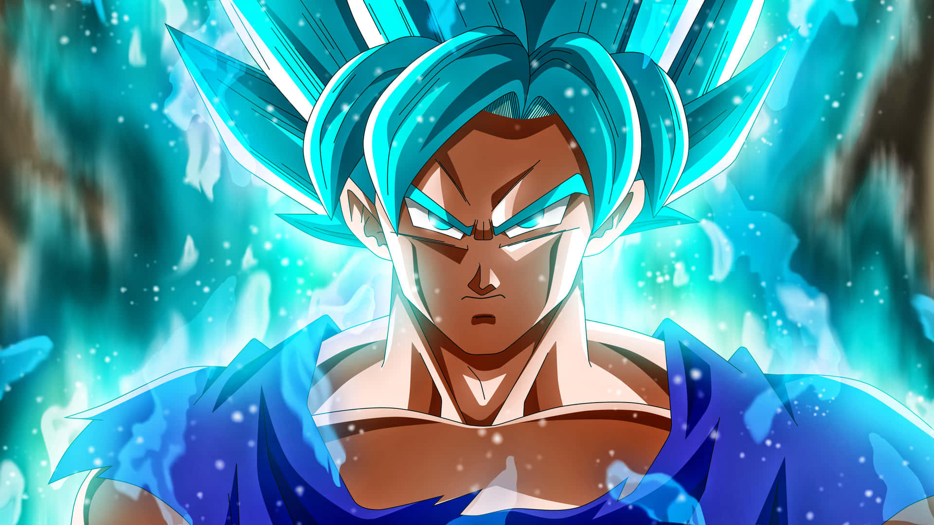 Unleash the Super Saiyan Blue and Defeat Enemy with Holy Power Wallpaper