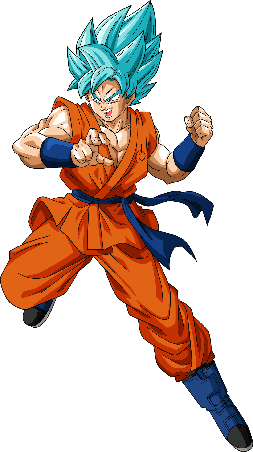 Super Saiyan Blue Goku Action Pose PNG