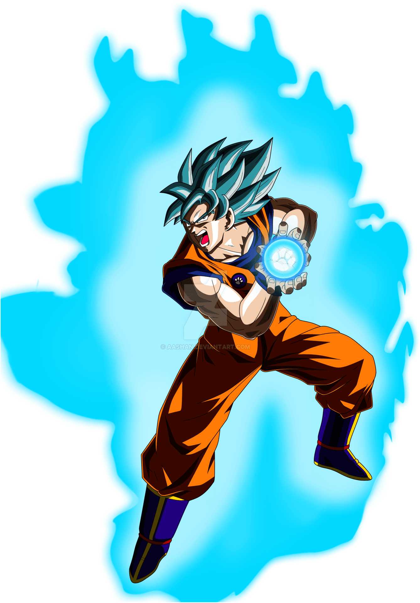 Super Saiyan Blue Goku Charging Kamehameha PNG