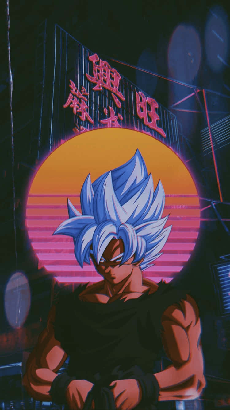 Super Saiyan Blue Goku Cyberpunk Cityscape Wallpaper