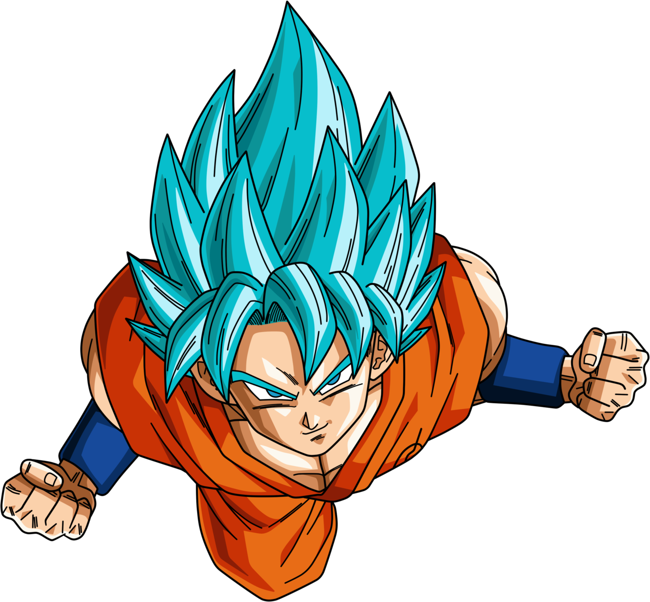 Super Saiyan Blue Goku Flying Pose PNG