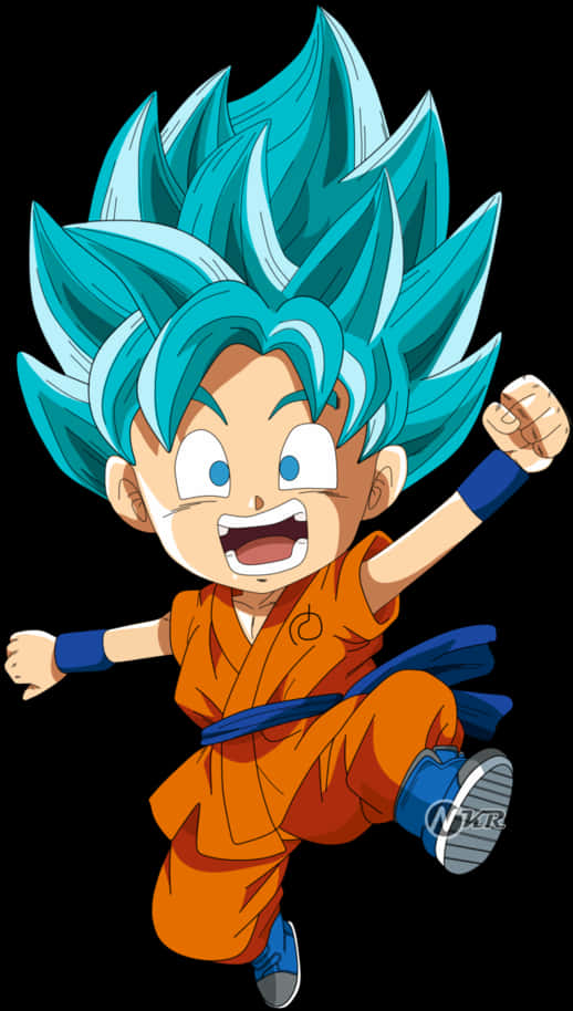 Download Super Saiyan Blue Goku Jr Fanart | Wallpapers.com