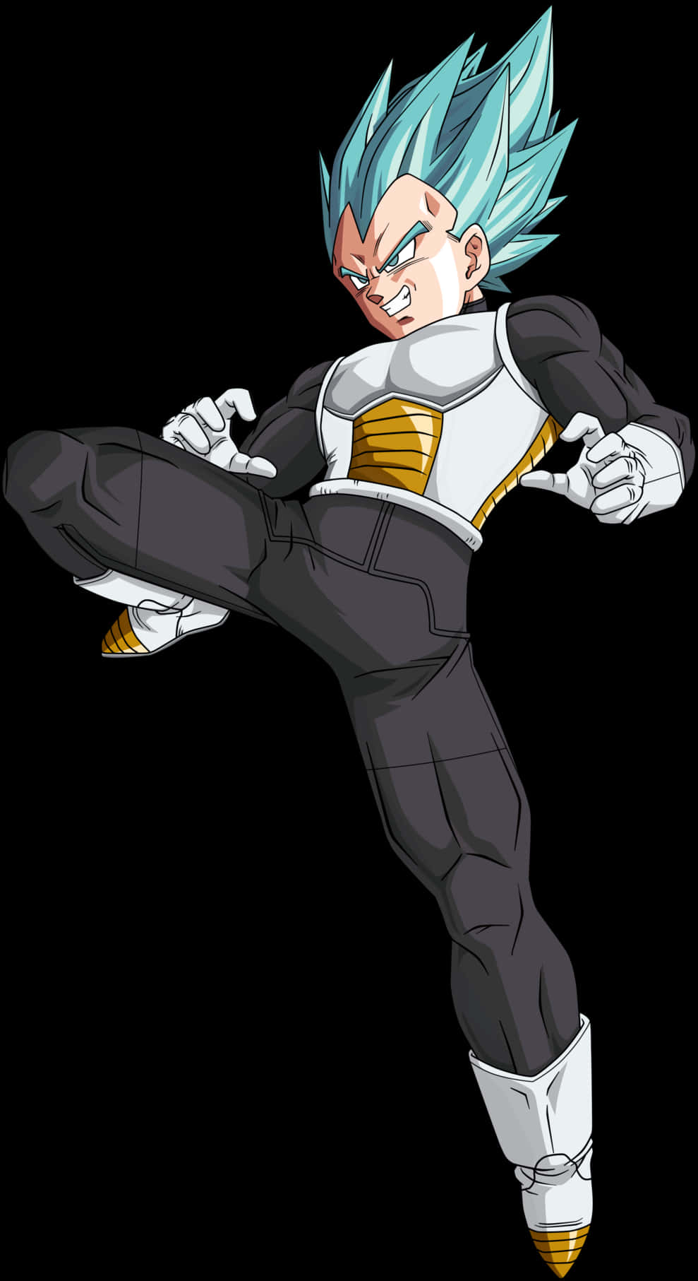 Super_ Saiyan_ Blue_ Vegeta_ Action_ Pose PNG