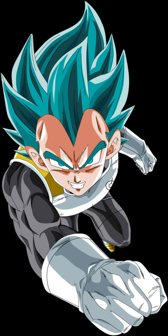 Super Saiyan Blue Vegeta Action Pose PNG