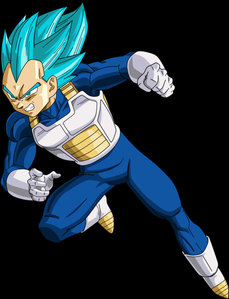 Super Saiyan Blue Vegeta Action Pose PNG