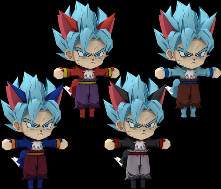 Super Saiyan Blue Vegeta Chibi Poses PNG