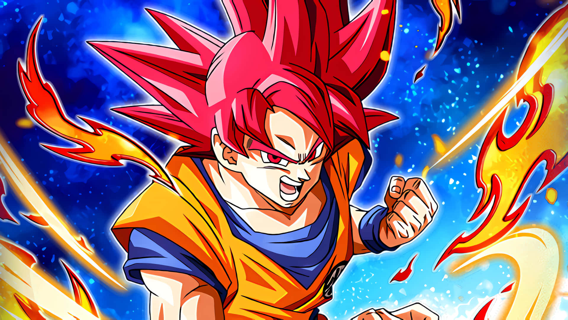 Son Goku reaches Super Saiyan God level Wallpaper