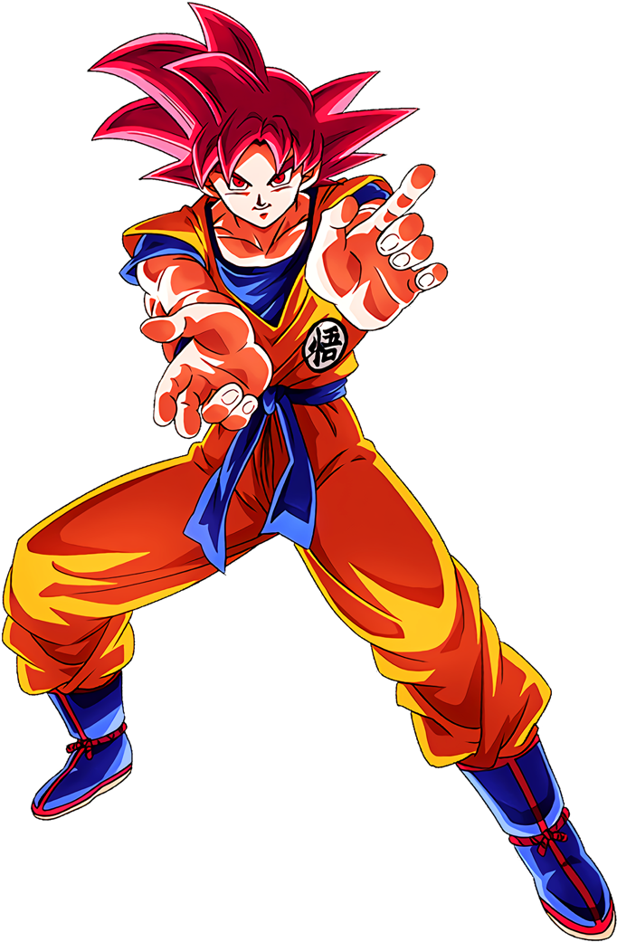 Super Saiyan God Goku Pose PNG