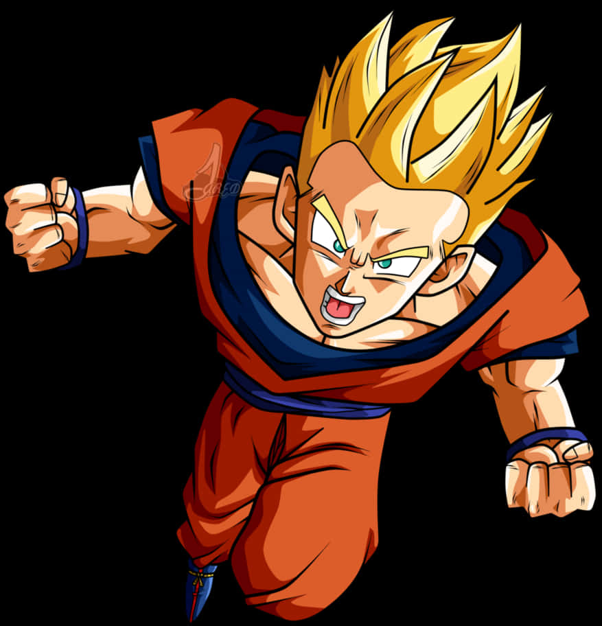 Super Saiyan Gohan Charging Forward PNG