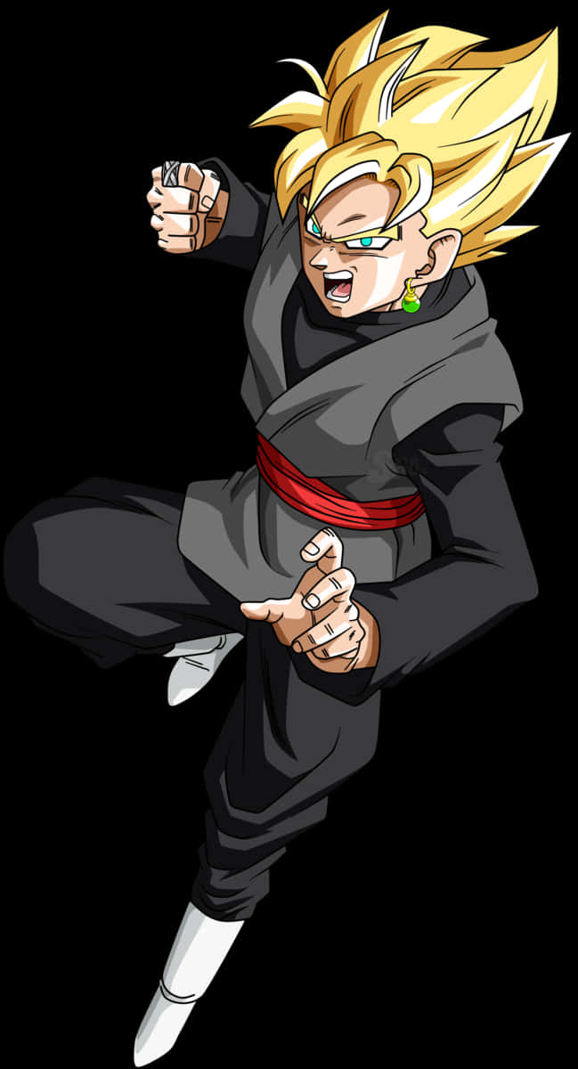 Super Saiyan Goku Black Action Pose PNG