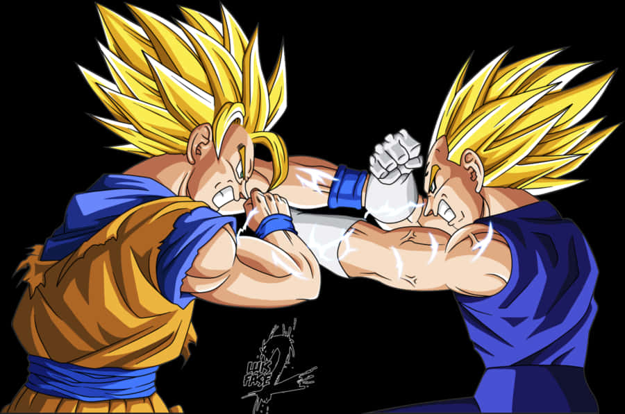 Super Saiyan Goku Vegeta Epic Clash PNG