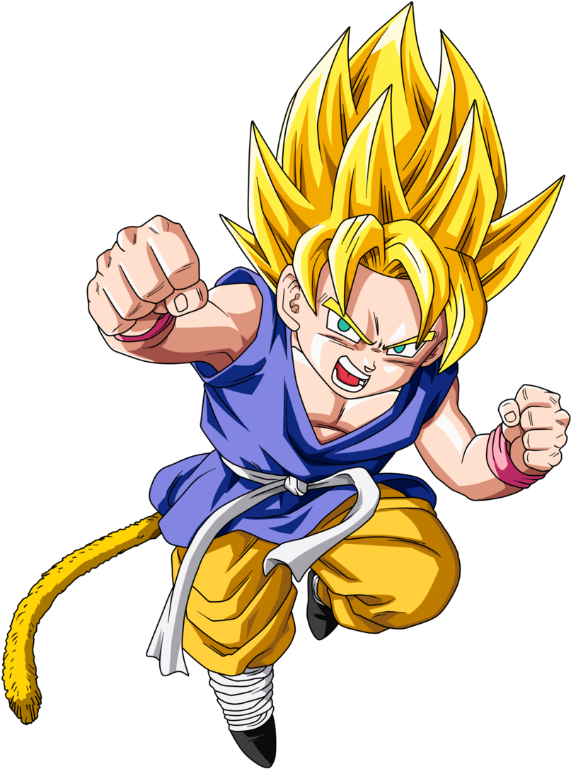 Super Saiyan Kid Goku Flying Punch PNG