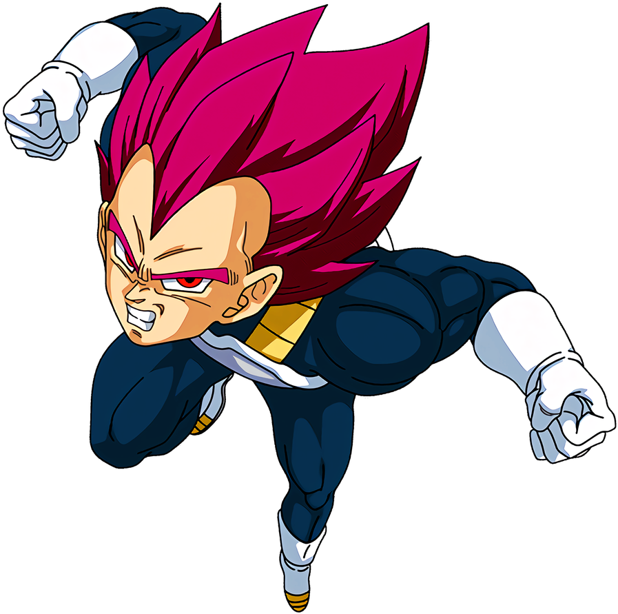 Super Saiyan Vegeta Flying Action Pose PNG