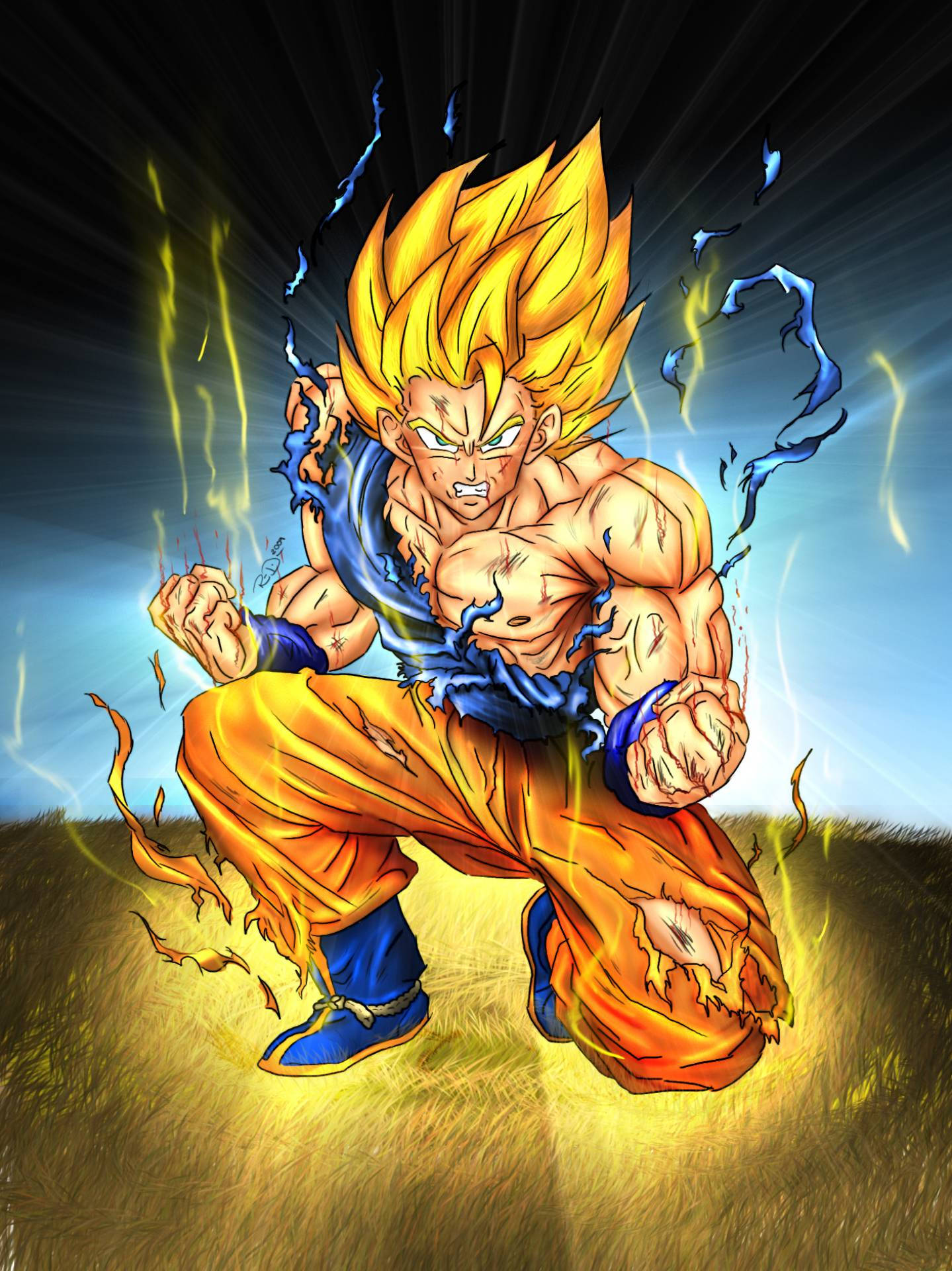 Super Saiyan Yellow Hår Son Goku iPhone 7 tapet Wallpaper