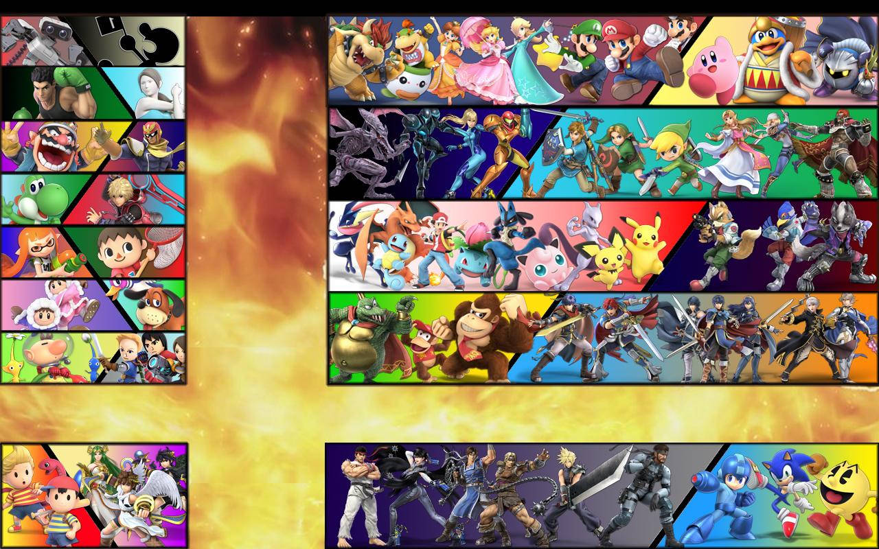 Super Smash Bros Ultimate Banners On Fire Wallpaper