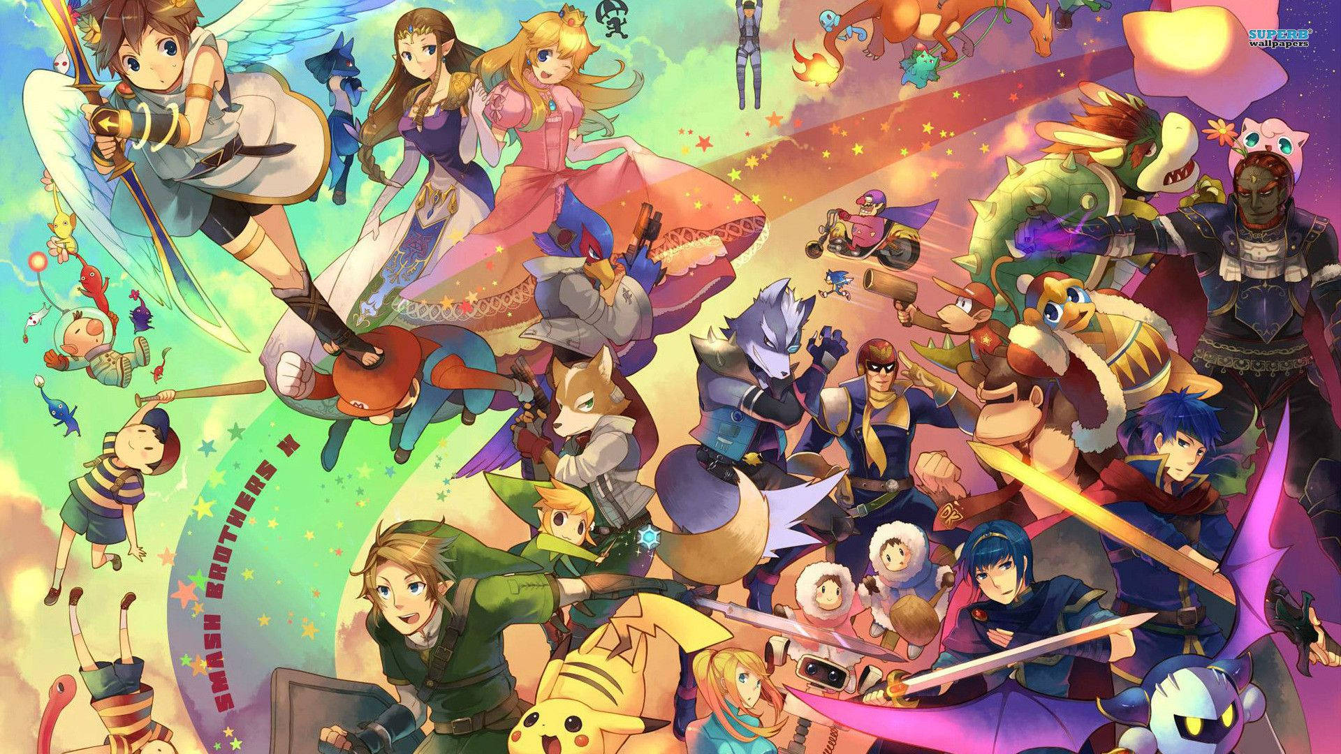 All your favorite characters in Super Smash Bros Ultimate! Wallpaper