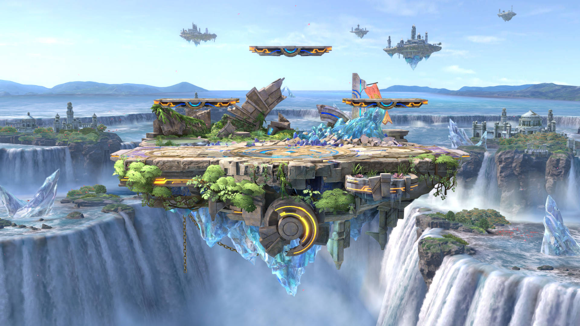 The world's best fighters come together at Floating Battlefield in Super Smash Bros Ultimate Wallpaper