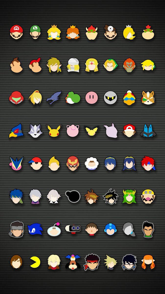 Super Smash Bros Ultimate Minimalist Icons Wallpaper