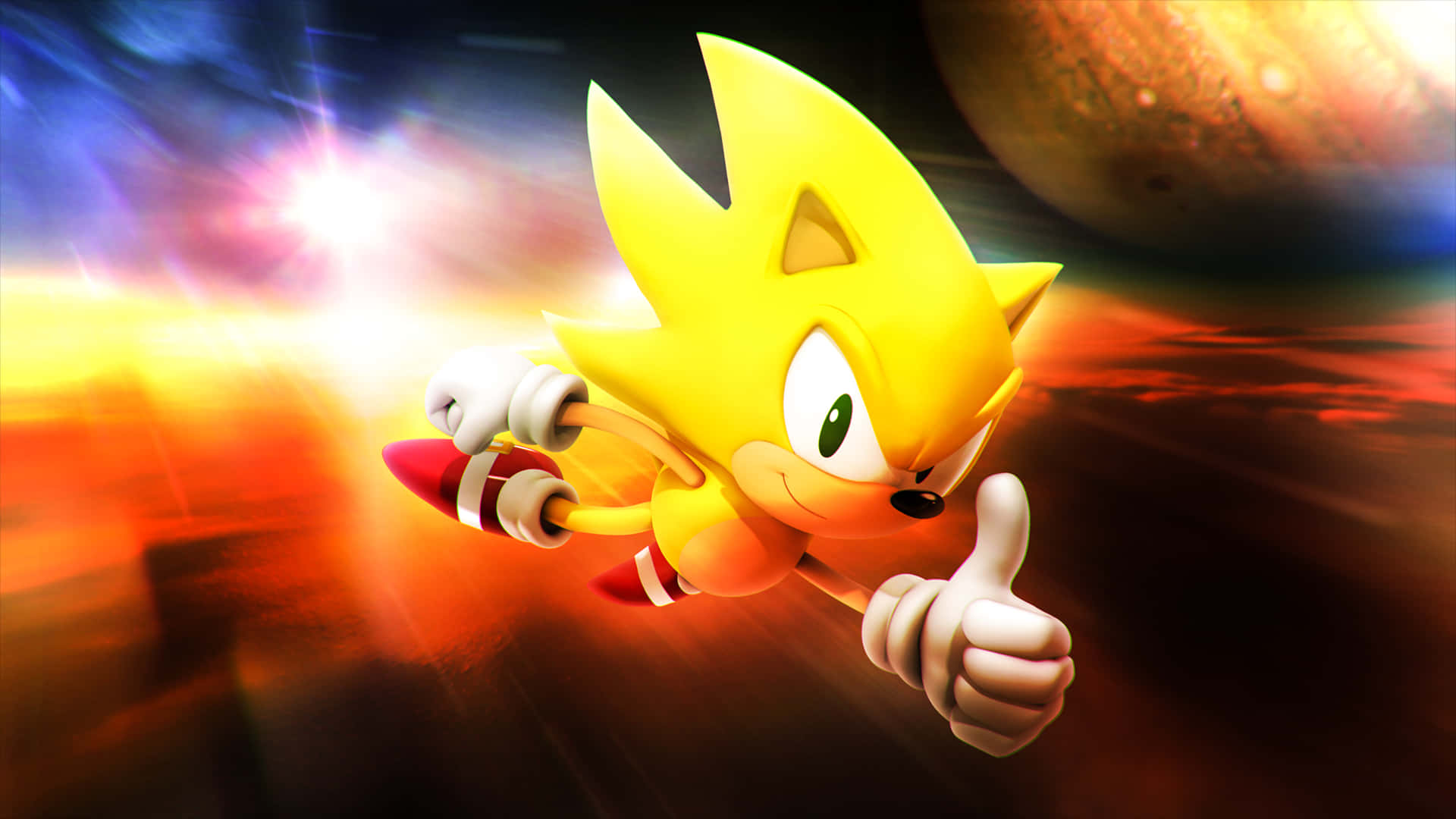 Hastighetsom Blixten Med Super Sonic. Wallpaper