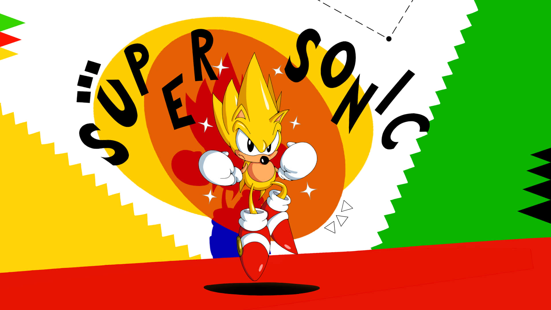 A Cartoon Character With The Words Super Sonic Wallpaper