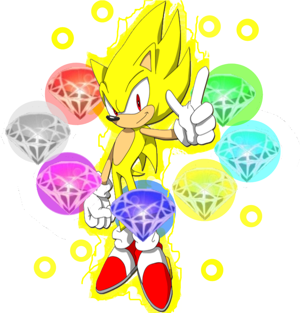 Super Sonicwith Chaos Emeralds PNG