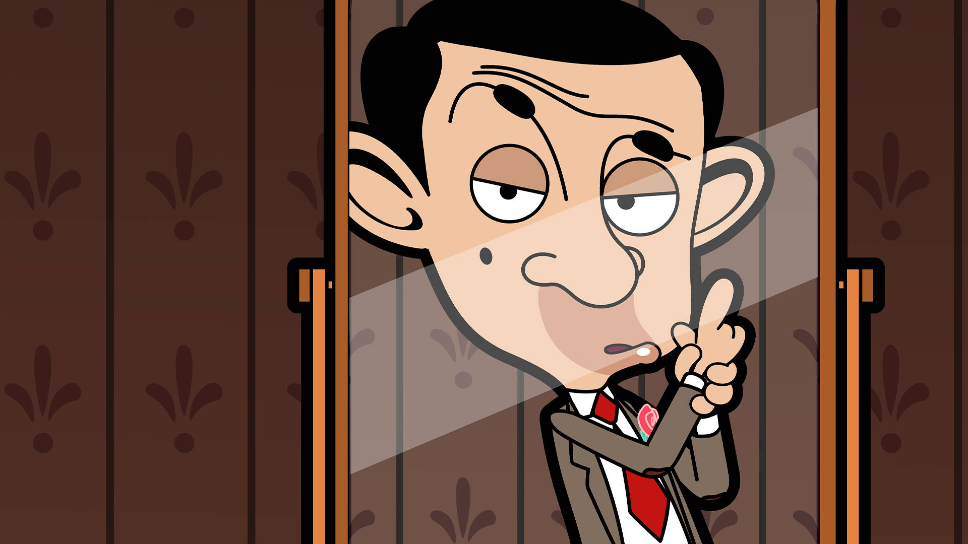 Super Spy Mr. Bean At Mirror Background