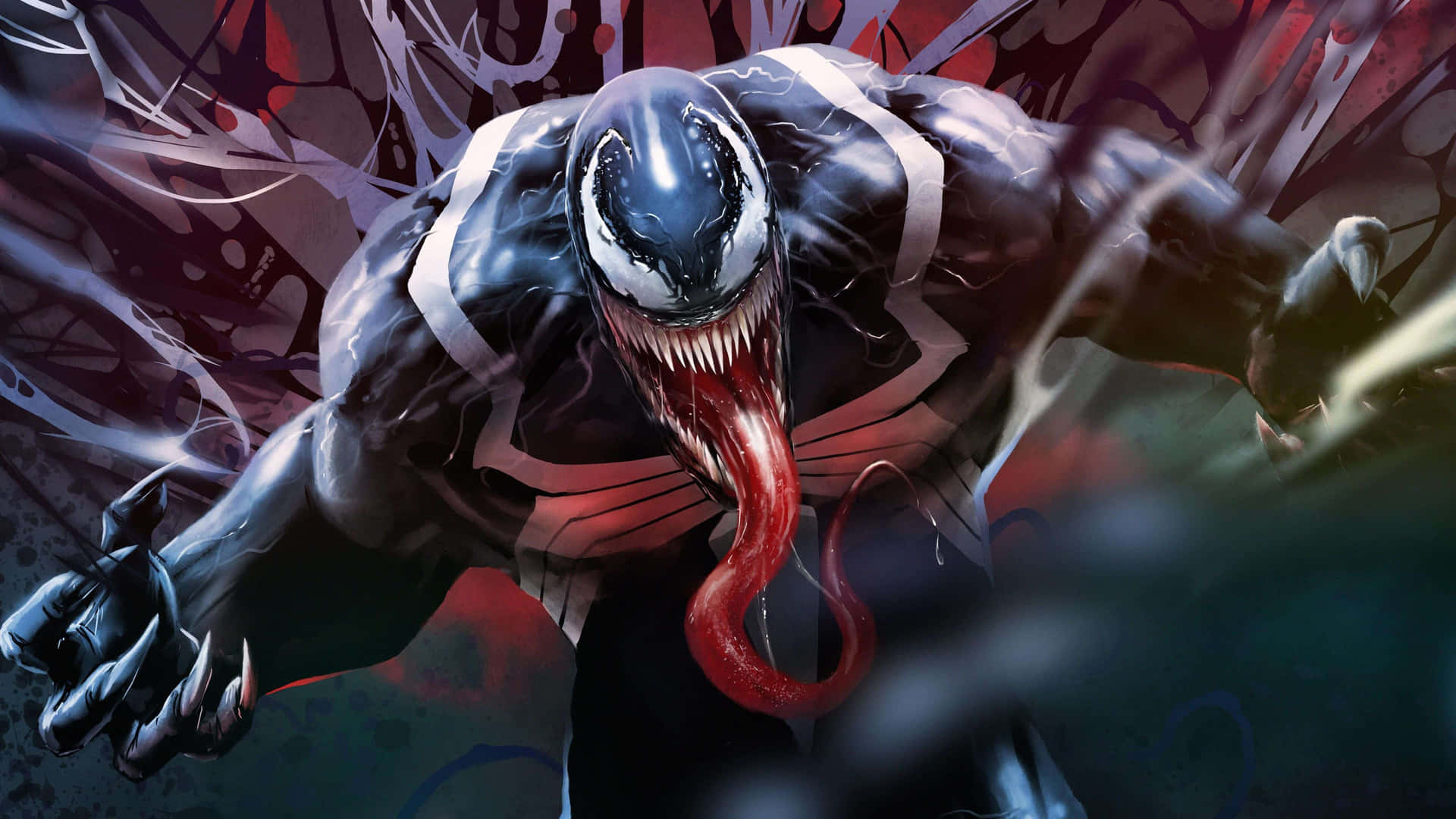 Venomist Ein Comic-charakter Mit Einer Langen Zunge. Wallpaper