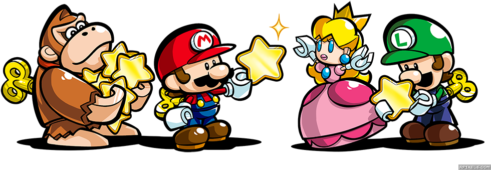Super_ Mario_ Characters_ With_ Stars PNG