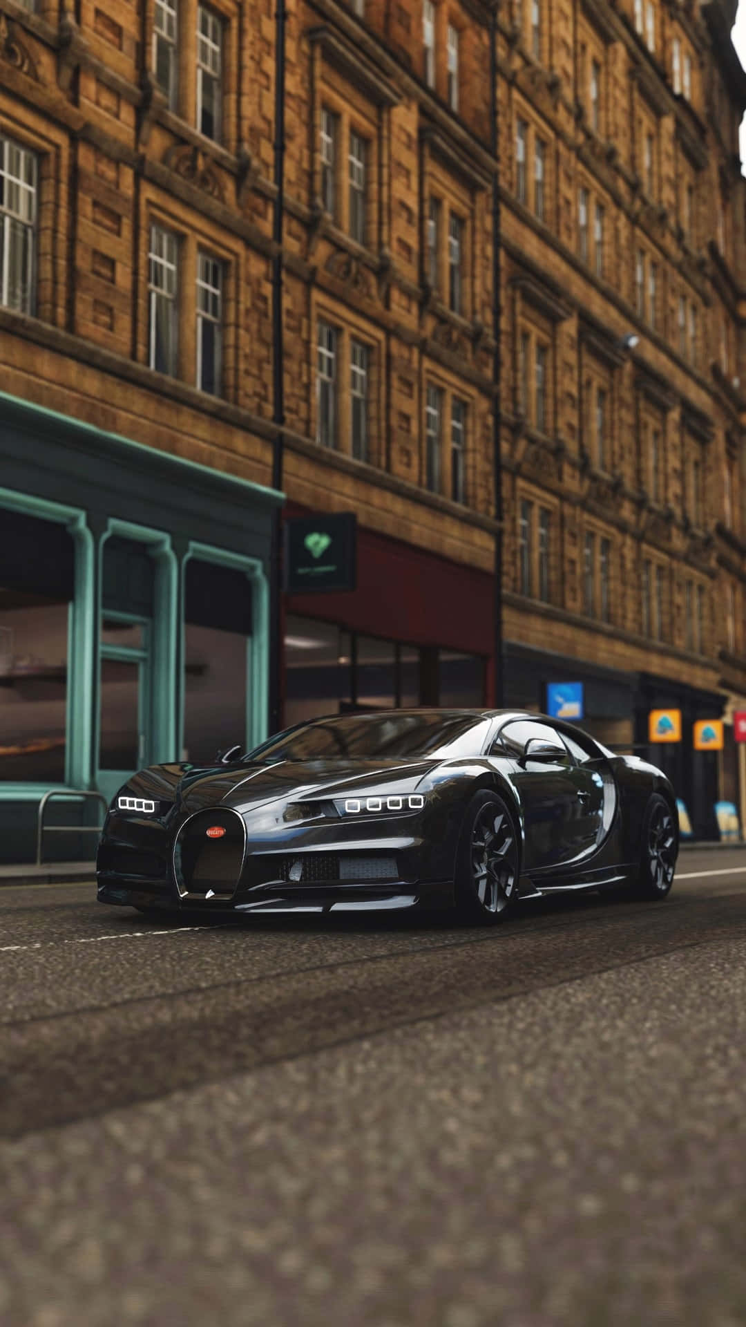 Supercar Sort Bugatti Chiron på en mørk blå baggrund Wallpaper