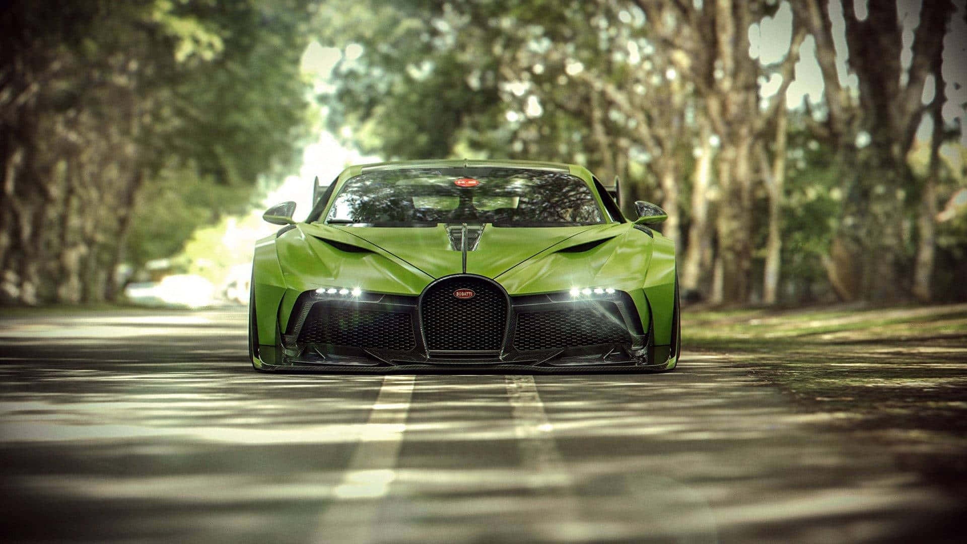 Supercar Green Bugatti Divo glitrer på himlen. Wallpaper