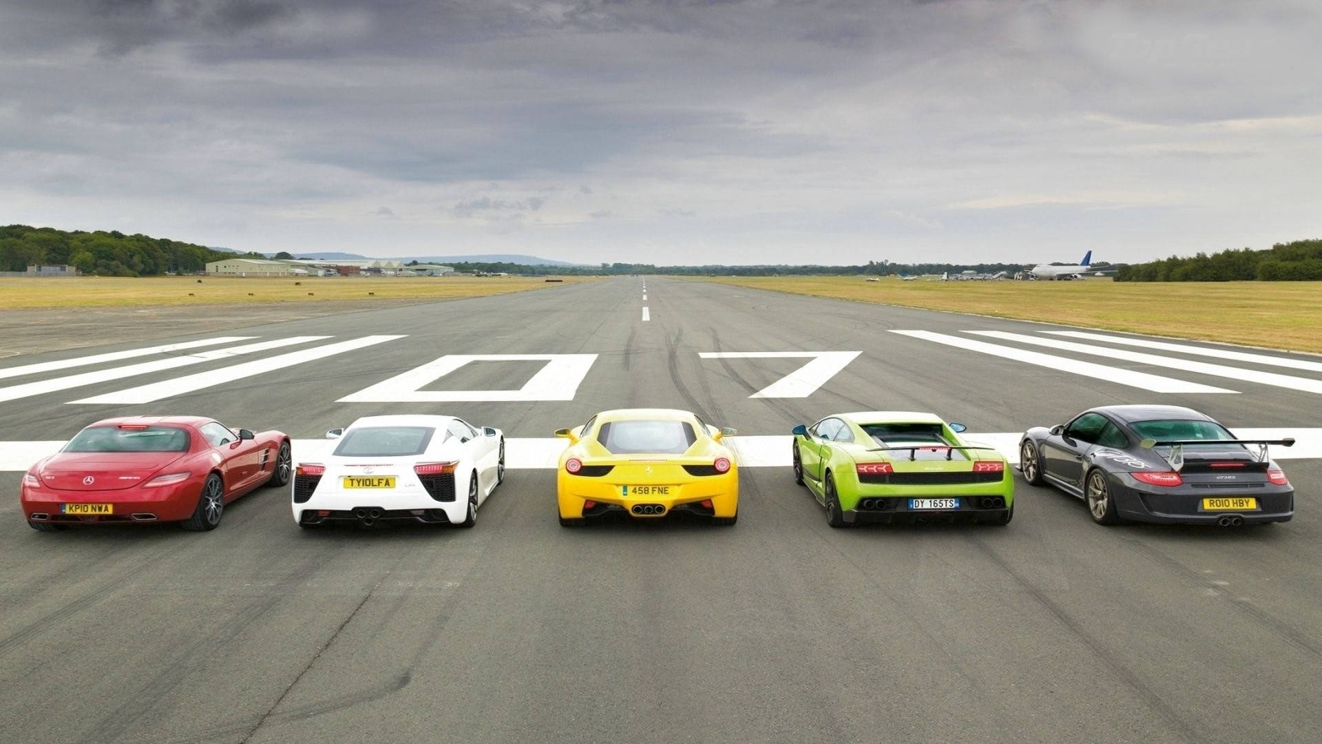 Supercars On The Runway Wallpaper