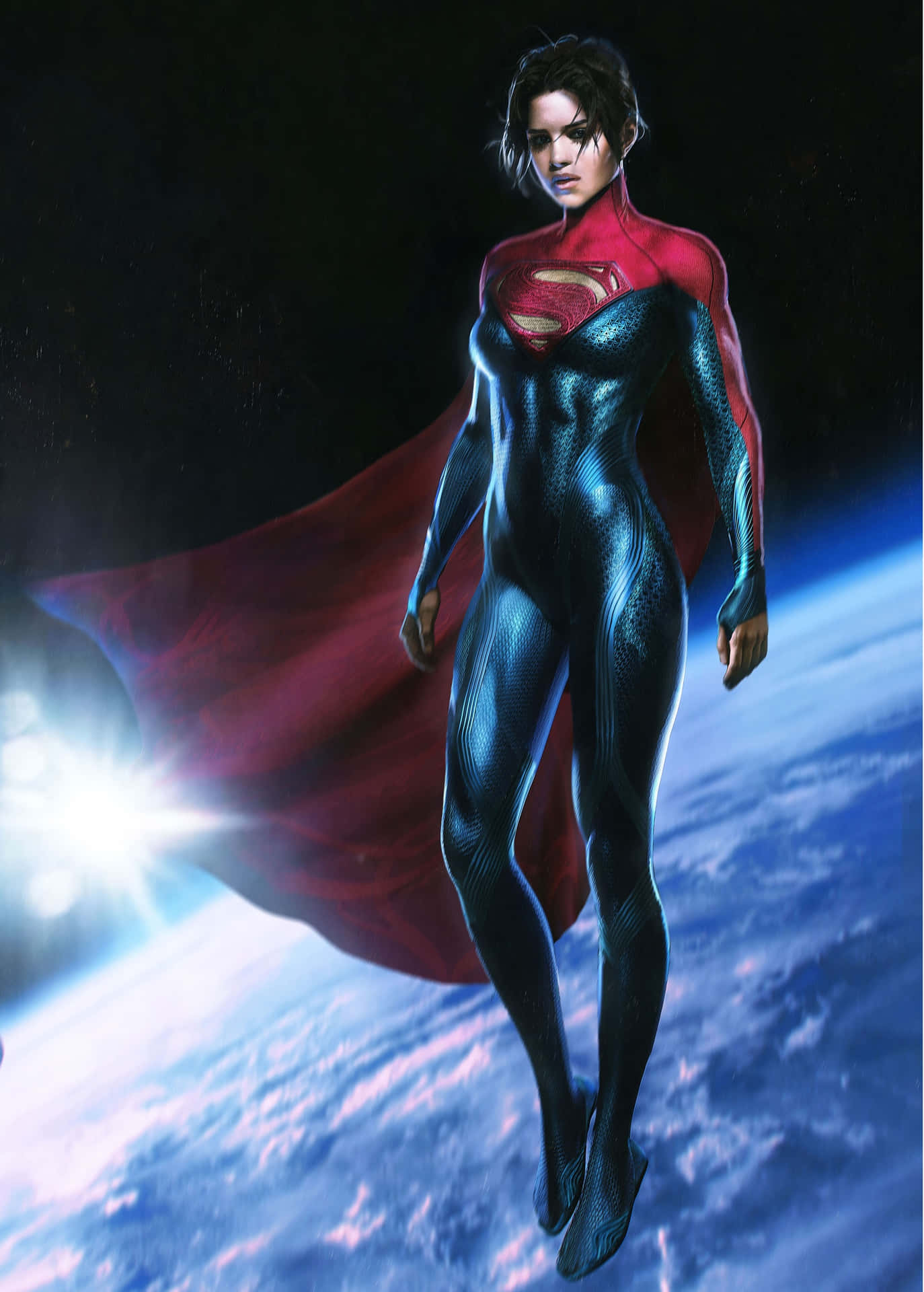 Supergirl Above Earth Illustration Wallpaper